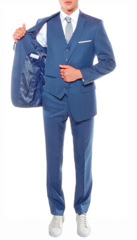 Ferrecci Mens Savannah Indigo Slim Fit Three Piece Suit