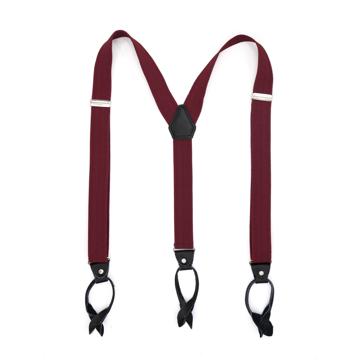 Burgundy Button-End Unisex Suspenders - FHYINC best men's suits, tuxedos, formal men's wear wholesale