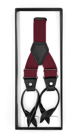 Burgundy Button-End Unisex Suspenders