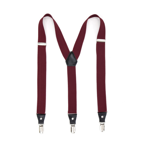 Burgundy Clip-On Unisex Suspenders