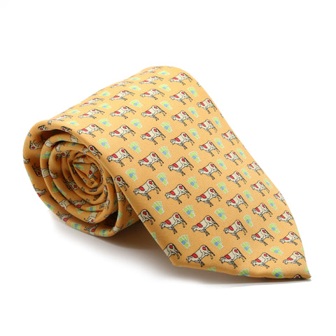 Cow Citrus Necktie with Handkerchief Set