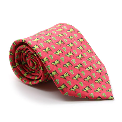 Cow Coral Necktie with Handkerchief Set