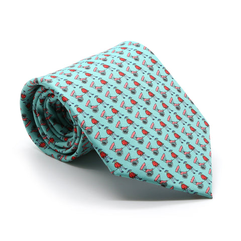 Carriage Driver Teal Necktie with Handkerchief Set