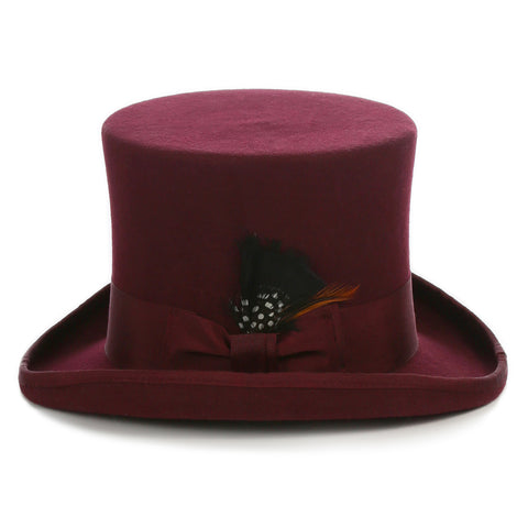 Premium Wool Burgundy Top Hat