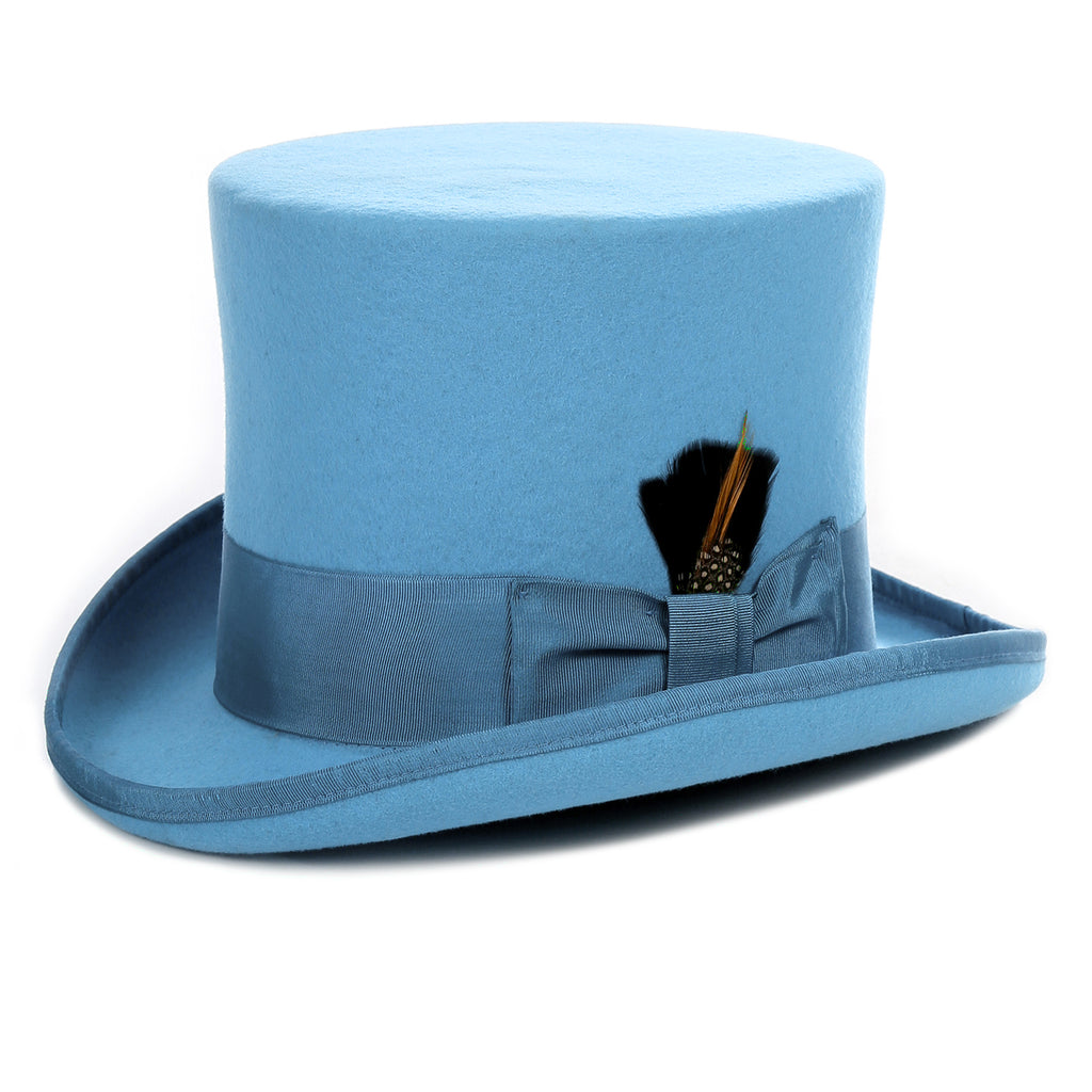 Sky Blue Wool Top Hat - FHYINC best men