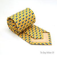 Dog Yellow Necktie with Handkerchief Set - FHYINC best men's suits, tuxedos, formal men's wear wholesale