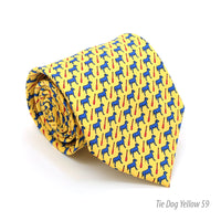 Dog Yellow Necktie with Handkerchief Set - FHYINC best men's suits, tuxedos, formal men's wear wholesale
