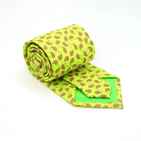 Paisley Lime Necktie with Handkerchief Set - FHYINC best men's suits, tuxedos, formal men's wear wholesale