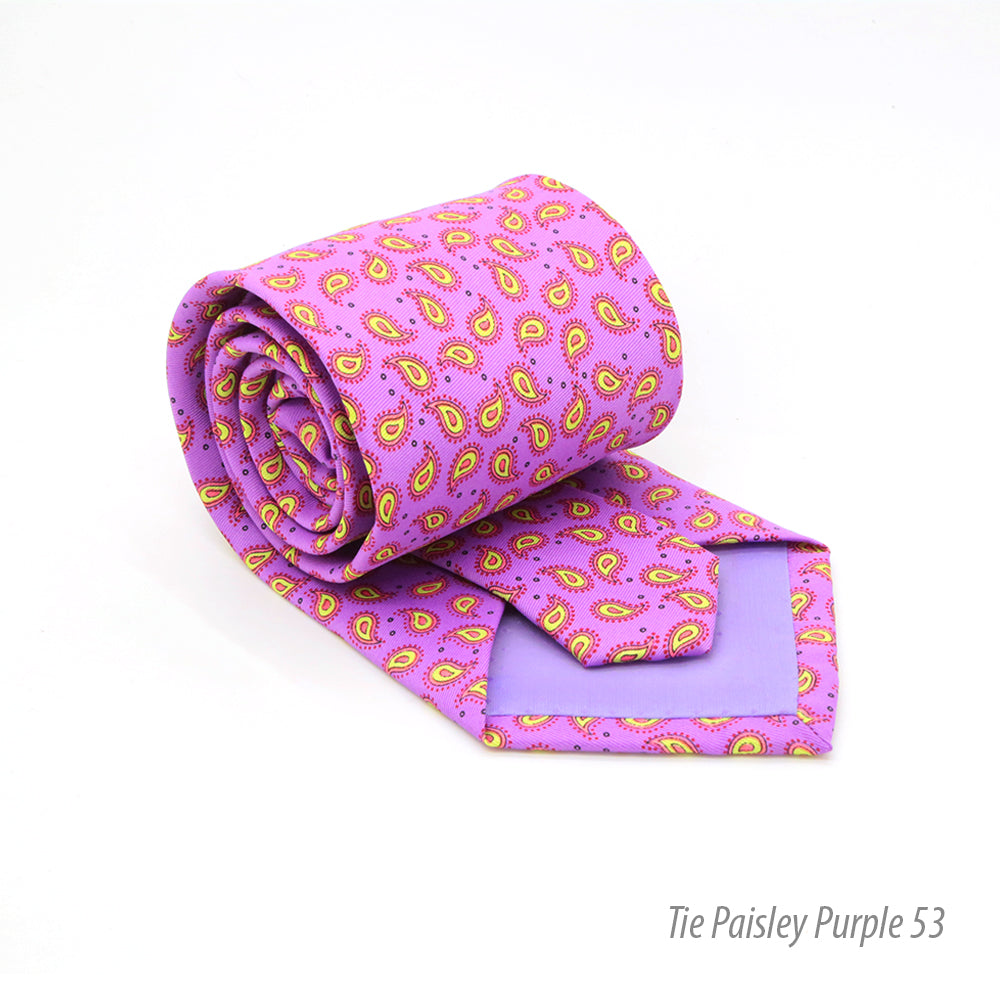 Paisley Purple Necktie with Handkerchief Set - FHYINC best men's suits, tuxedos, formal men's wear wholesale