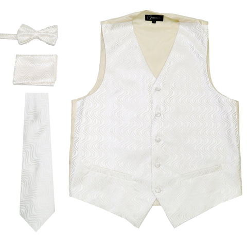 Ferrecci Mens PV150 - White/Cream Vest Set
