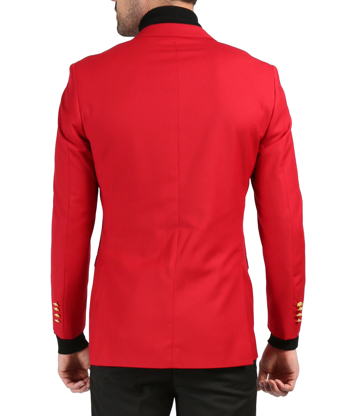 Men's Warwick Gold Button Slim Fit Red Blazer - FHYINC best men's suits, tuxedos, formal men's wear wholesale