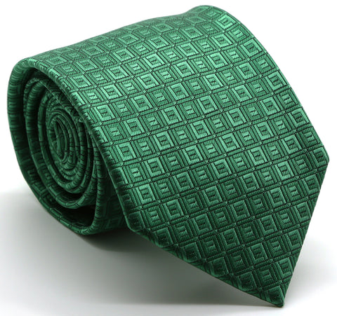 Mens Dads Classic Green Geometric Pattern Business Casual Necktie & Hanky Set Y-9