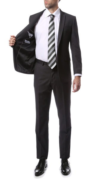 Mens ZNL22S 2pc 2 Button Slim Fit Charcoal Grey Zonettie Suit - FHYINC best men's suits, tuxedos, formal men's wear wholesale