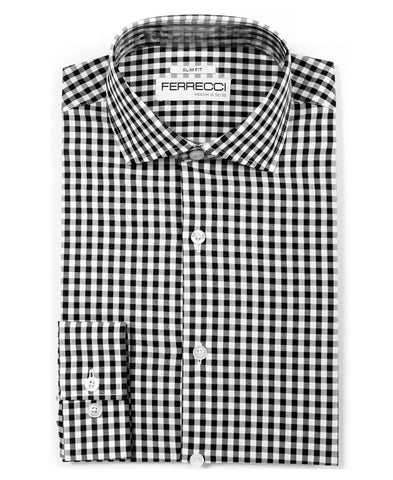 Grey Gingham Check Dress Shirt - Slim Fit