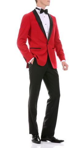 The Reno Mens Red  Shawl Collar 2pc Tuxedo