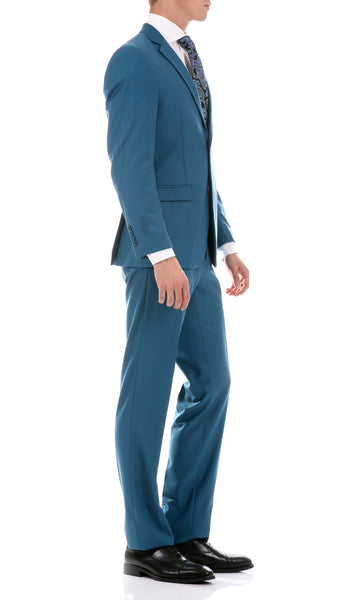 Oslo Teal Slim Fit Notch Lapel 2 Piece Suit - FHYINC best men's suits, tuxedos, formal men's wear wholesale
