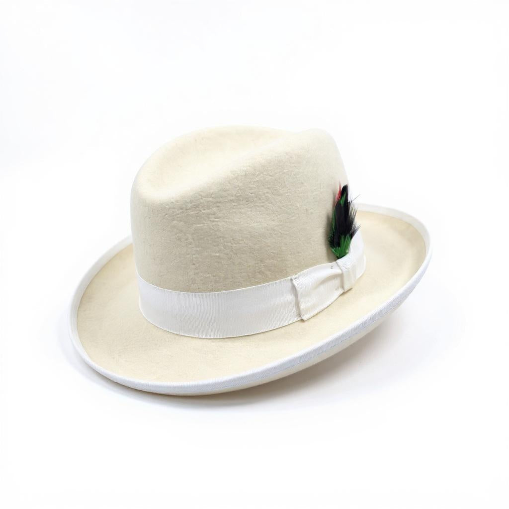 Ferrecci 100 % Wool Australian Firm Fur Felt White Godfather Hat