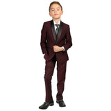 Ultimate Elegance: Boys Burgundy Shawl Collar Tuxedo for Dapper Occasions