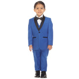 Ultimate Elegance: Boys Royal Blue Shawl Collar Tuxedo for Dapper Occasions