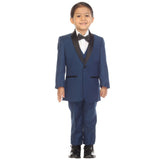 Ultimate Elegance: Boys Indigo Shawl Collar Tuxedo for Dapper Occasions