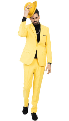 PL1969 Mens Yellow Slim Fit 2pc Suit