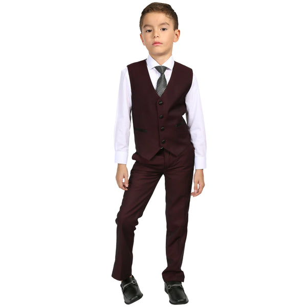 Ultimate Elegance: Boys Burgundy Shawl Collar Tuxedo for Dapper Occasions