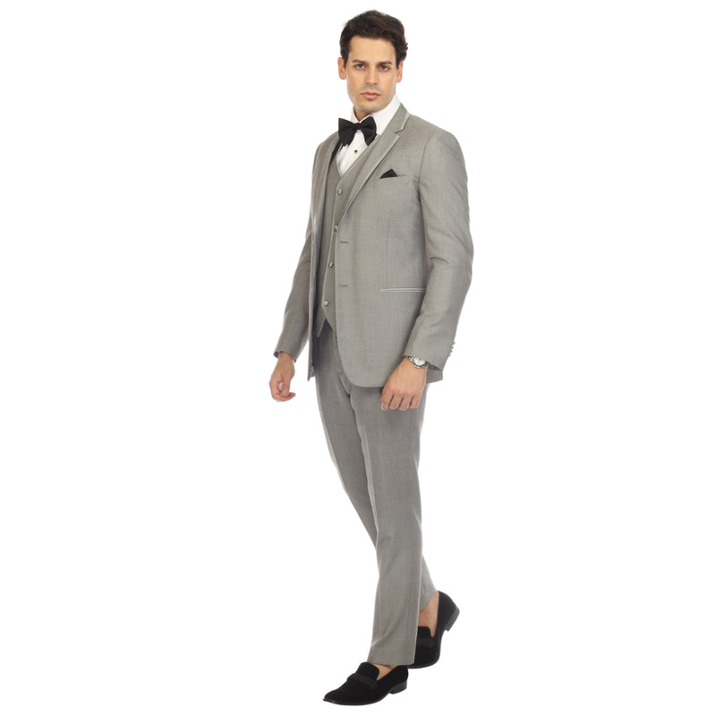 Celio Tux Premium Men's Slim Fit 3 pc Tuxedo Grey - FHYINC