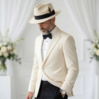 Crushable White/Black 100% Australian Wool Fedora Hat