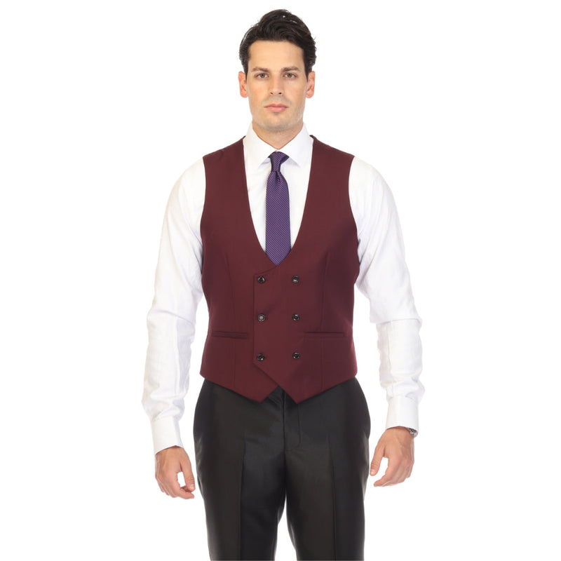 Cruz Mens Double Breasted Burgundy Vest