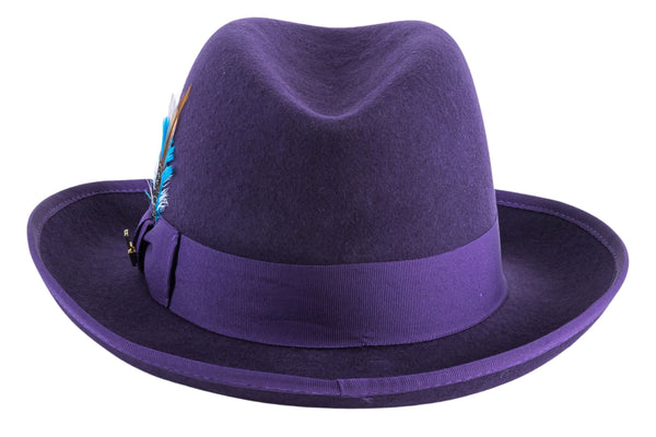 Ferrecci Authentic PURPLE Wool Felt Homburg Godfather Hat