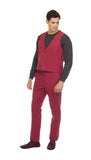 Mens Burgundy Grant Double Breasted Seersucker Mens Vest