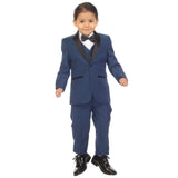 Ultimate Elegance: Boys Indigo Shawl Collar Tuxedo for Dapper Occasions