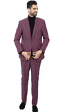 Paul Lorenzo Mens Burgundy Slim Fit 2 Piece Suit