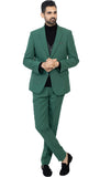 Paul Lorenzo Mens Hunter Green Slim Fit 2 Piece Suit
