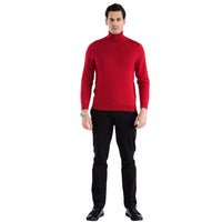 MENS RED PULLOVER TURTLENECK SWEATER