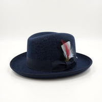 Ferrecci 100 % Wool Australian Firm Fur Felt Navy Godfather Hat