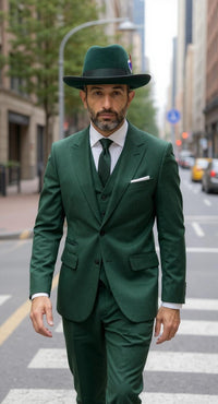 Ferrecci 100 % Wool Australian Firm Fur Felt Hunter Green Godfather Hat