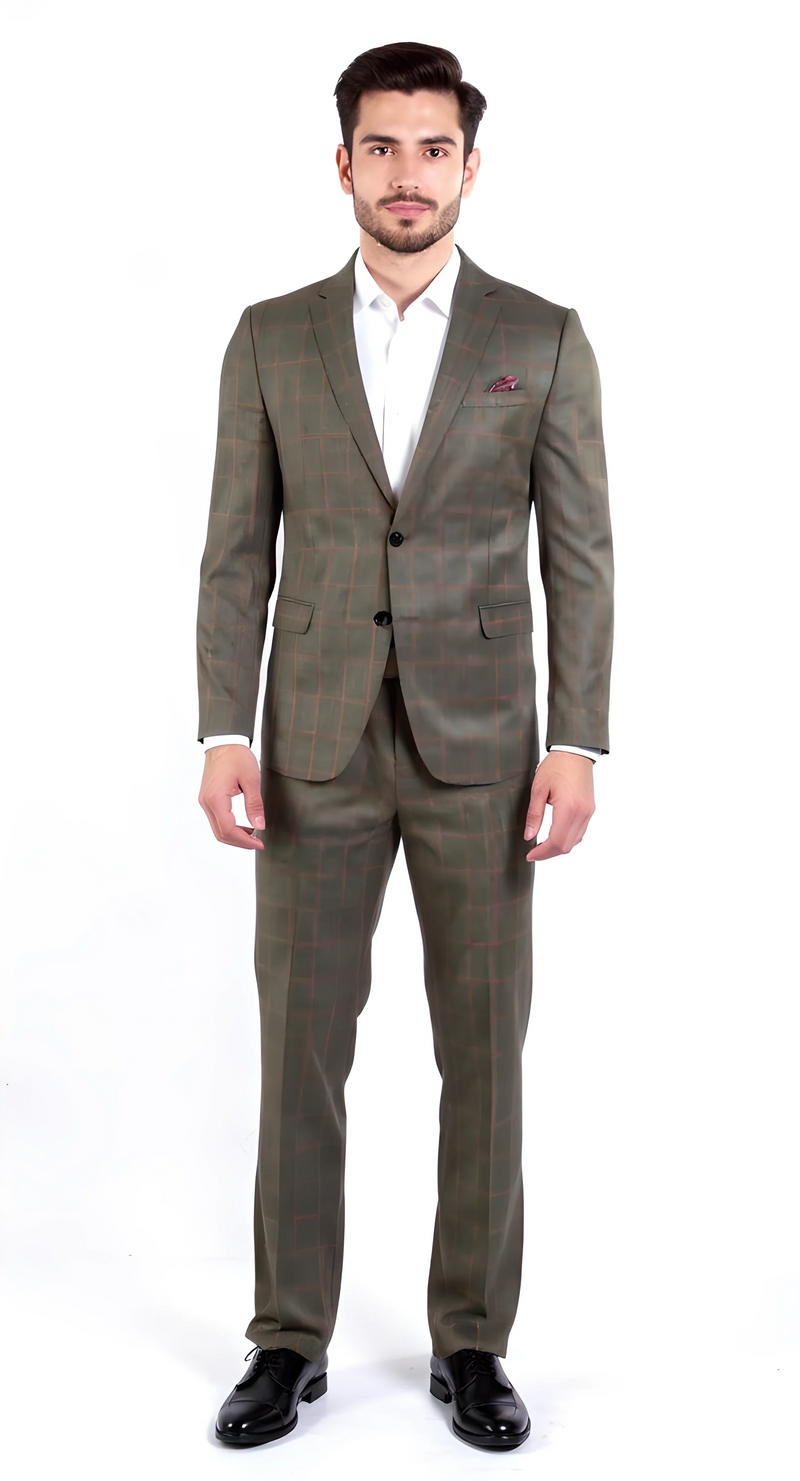 THE WINDSOR CHECK MENS 2 BUTTON SLIM FIT SUIT