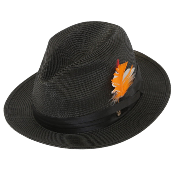 Tapa Crushable Straw Hat Fedora in Black