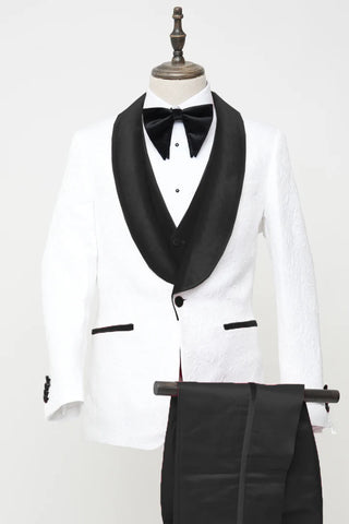 Men's Vested White Paisley Wedding & Prom Tuxedo