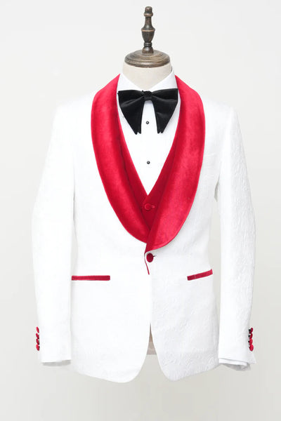 Men's Vested White Paisley Wedding & Prom Tuxedo