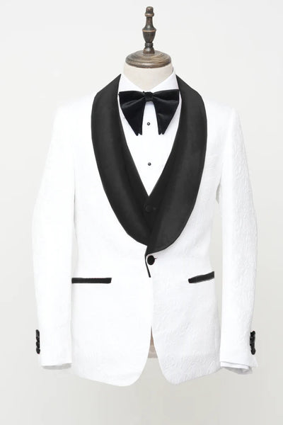 Men's Vested White Paisley Wedding & Prom Tuxedo