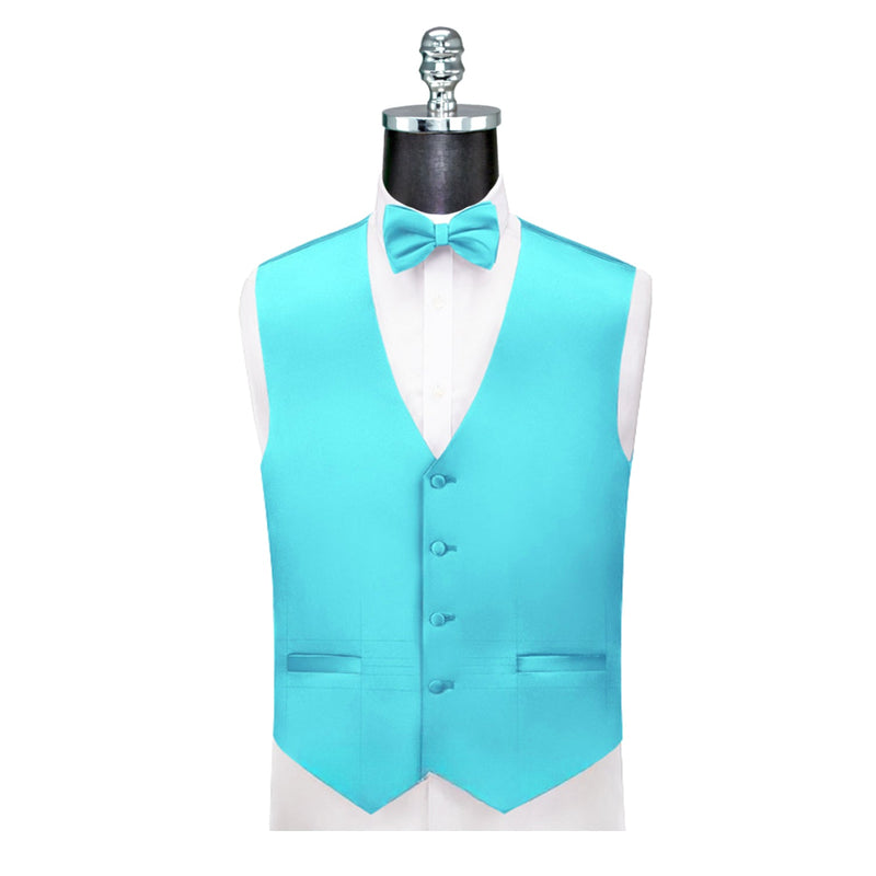 Ferrecci Mens Solid Coral Wedding Prom Grad Choir Band 4pc Vest Set