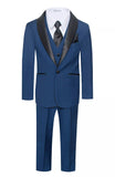 Ultimate Elegance: Boys Indigo Shawl Collar Tuxedo for Dapper Occasions