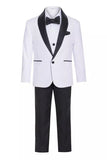 Ultimate Elegance: Boys White/Black Shawl Collar Tuxedo for Dapper Occasions