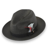 Tapa Crushable Straw Hat Fedora in Charcoal