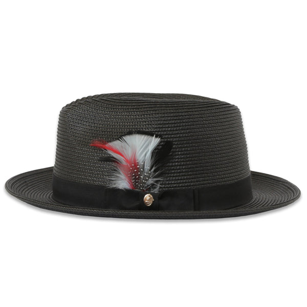 Tapa Crushable Straw Hat Fedora in Charcoal