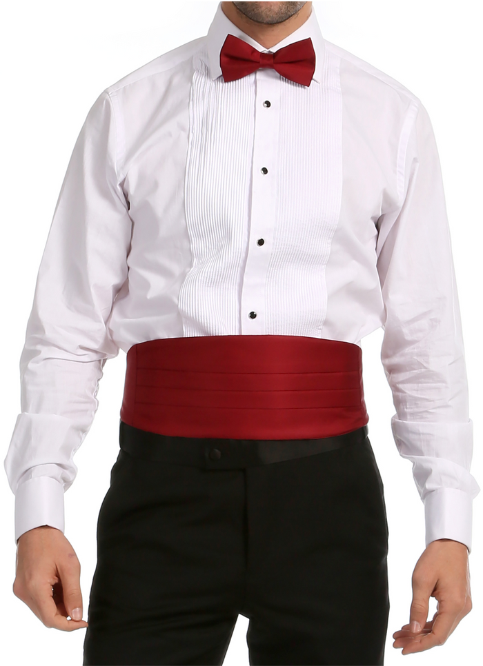 Satine Burgundy Bow Tie & Cummerbund Set