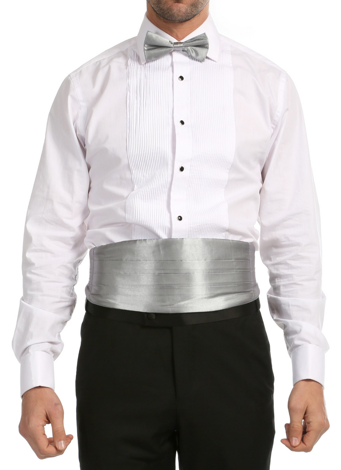 Satine Grey Bow Tie & Cummerbund Set