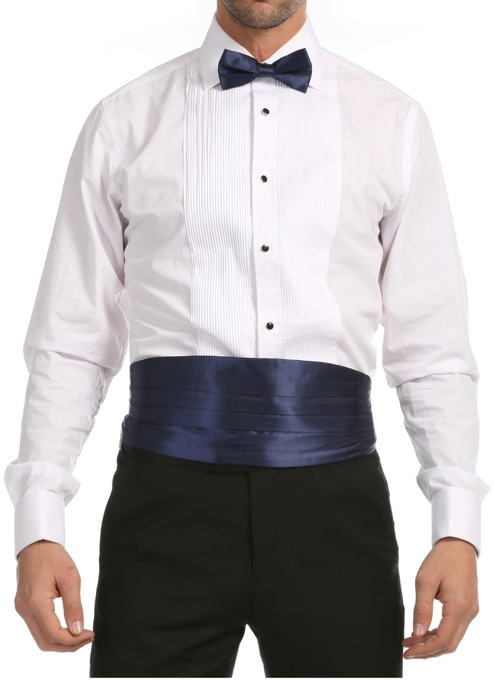 Satine Navy Bow Tie & Cummerbund Set